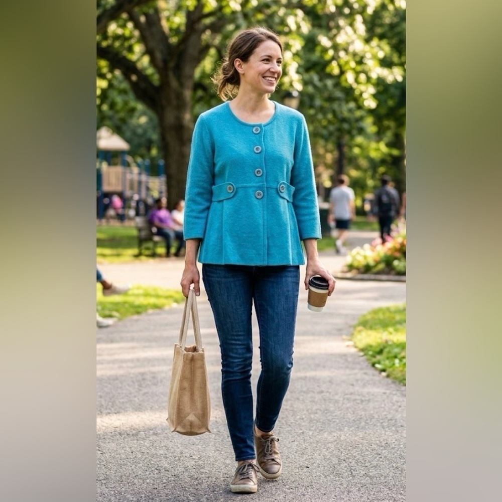 Chadwick’s Women's Turquoise Button-Up Sweater size large